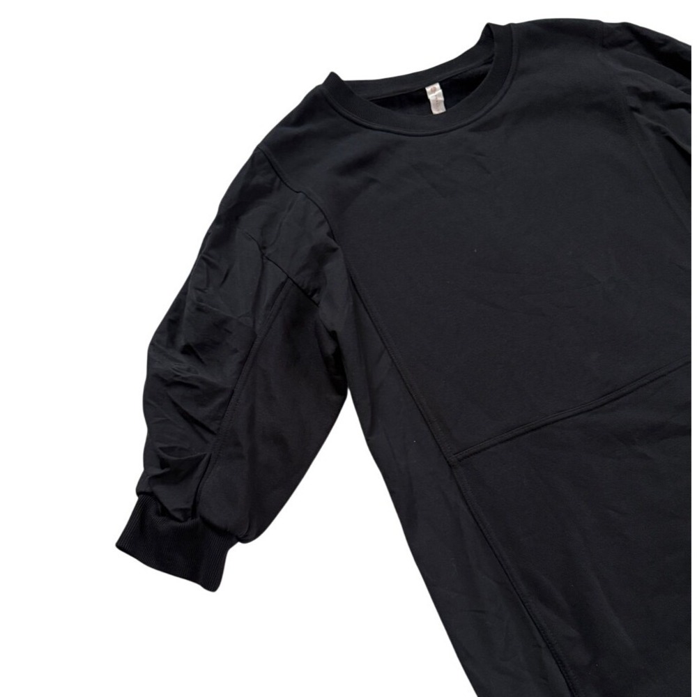 Anthropologie Daily Practice Black Ruched Sleeve Sweatshirt Mini Dress M Sporty - Picture 9 of 12